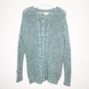 L.A. Hearts Green Cable Knit Long Sweater Sz L